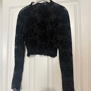 Sheer black floral top